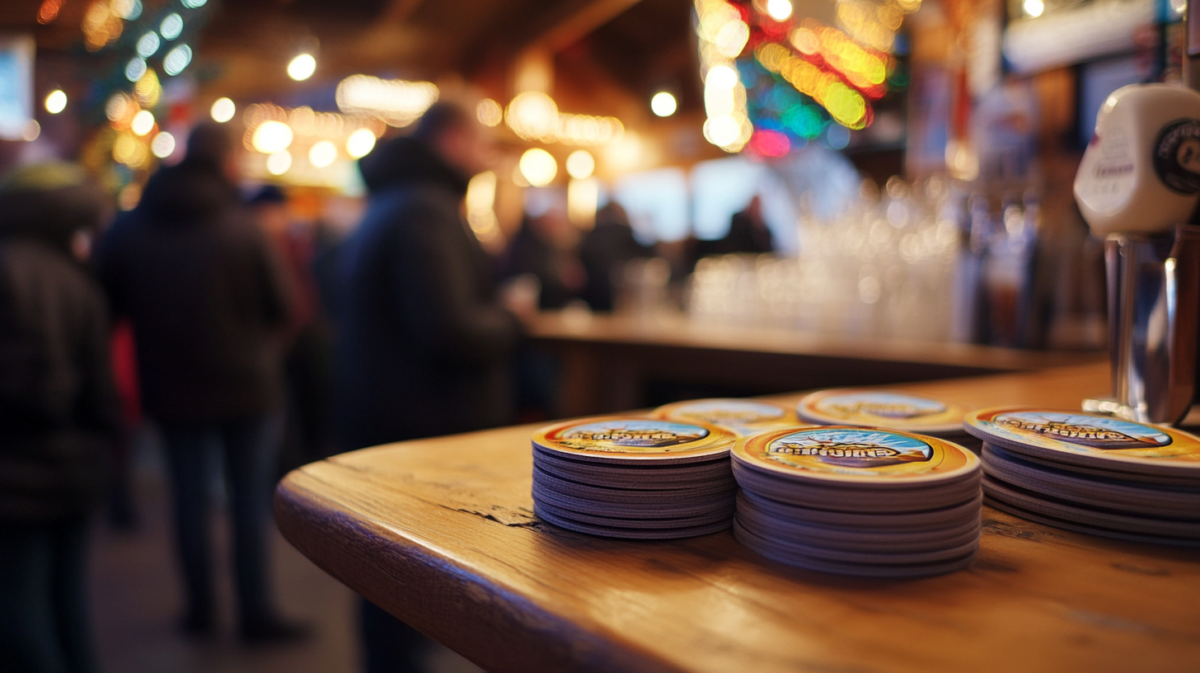 Bedruckte Bierdeckel für die Faschingsbar
