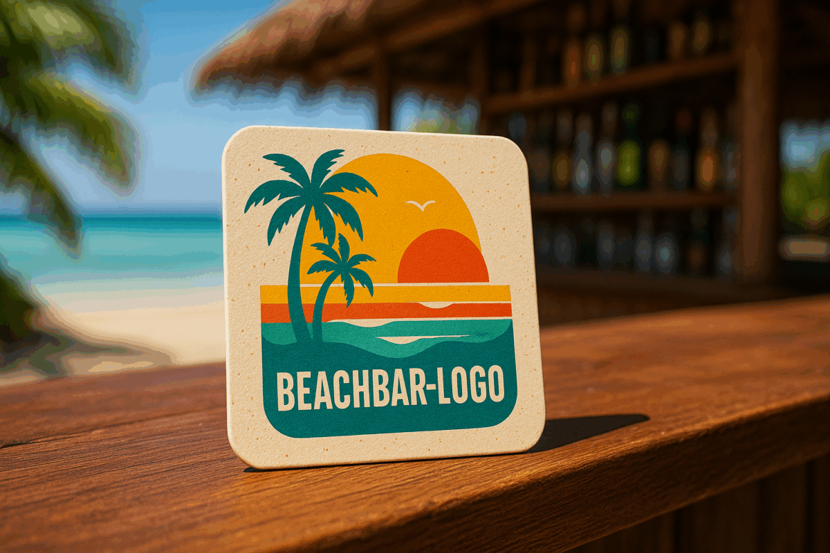 Bedruckte Bierdeckel für die Beachbar