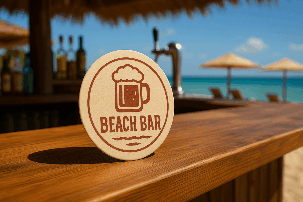 Bedruckter Bierdeckel mit Logo